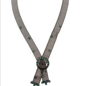 Antique bronze buckle pacific opal necklace